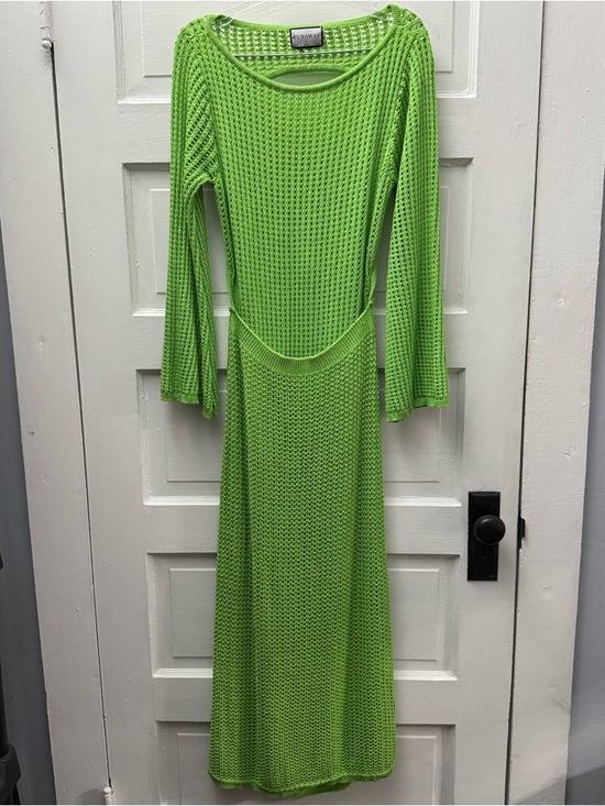 Dresses & Skirts - Runaway Lime Green Knit Maxi Dress Open Back Y2K Festival
